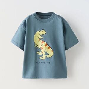 Zara Kids T-Rex Graphic Tee - Blue and Yellow
